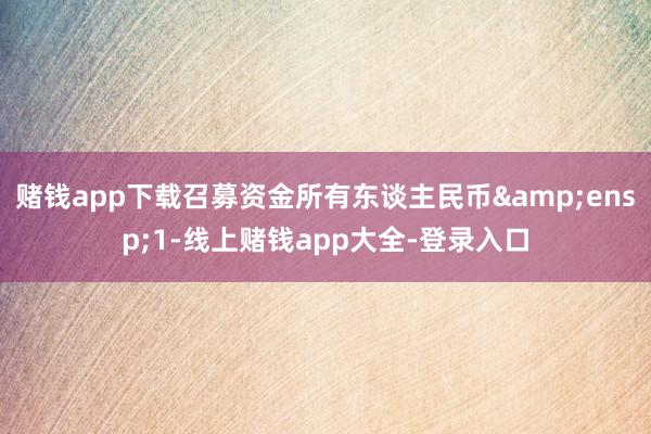 赌钱app下载召募资金所有东谈主民币&ensp;1-线上赌钱app大全-登录入口